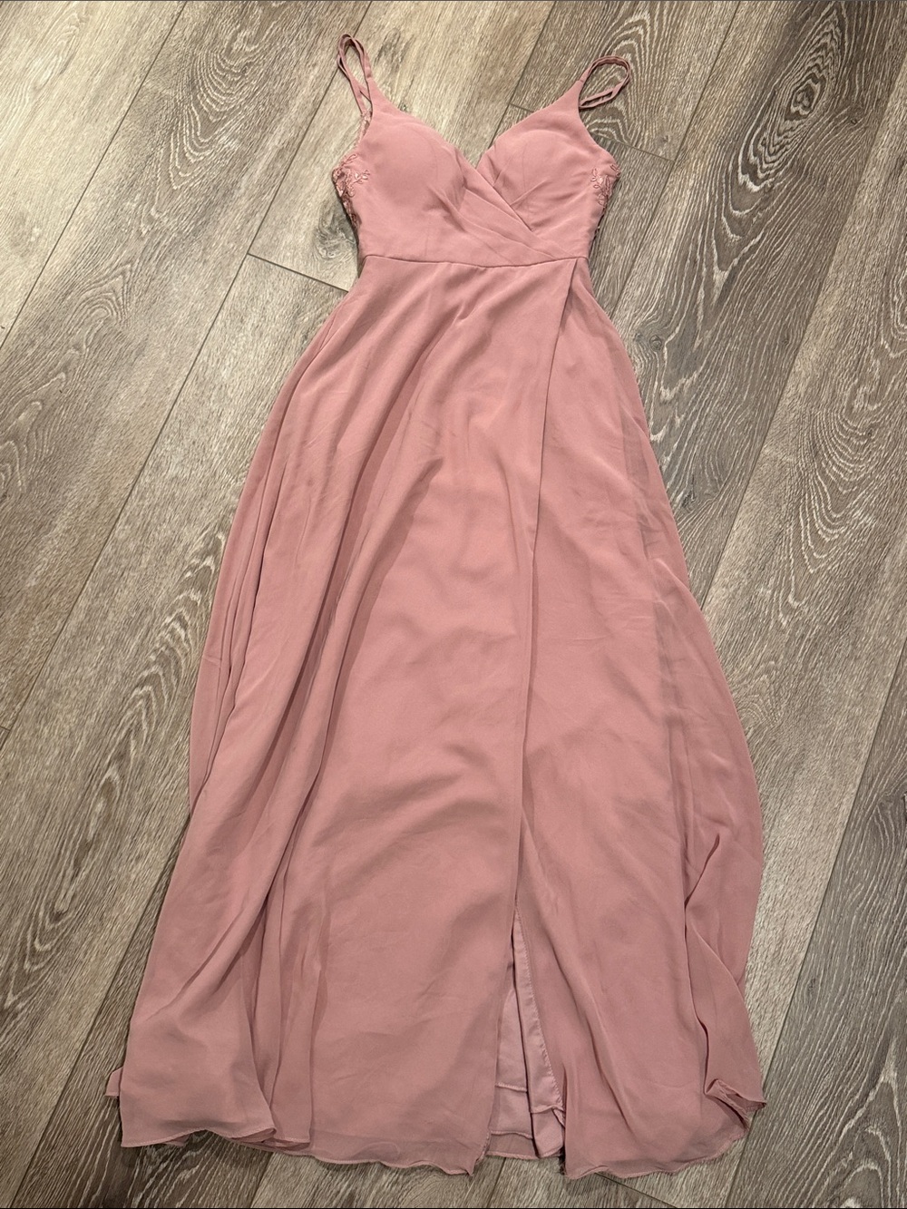 Azazie Blush Pink Spaghetti Strap Maxi Dress